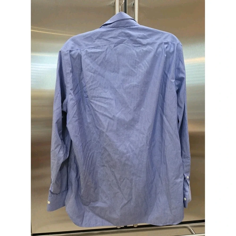 Polo Ralph Lauren Blue Stripe Shirt Classic Preppy Old Money SZ 16 34/35 Coastal